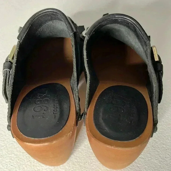 MADEWELL 1937 FOOTWEAR Classic Leather Heel Wood Fringe Studded Clogs Size 7 - Picture 6 of 10